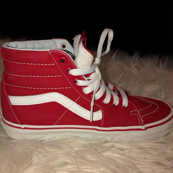 Red Vans Hightop Shoes - Picture 4 of 6